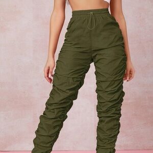 Ruched Windbreaker Pants